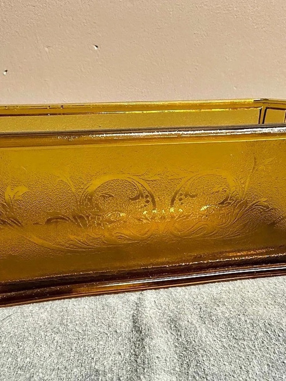 Amber Glass Rectangular Vase